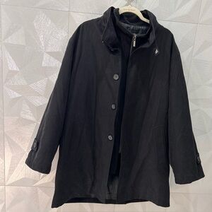 Hugo Boss Mens 3XL Relaxed Fit Black Trench Coat Water Repellent Zipper Buttons